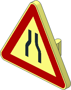 Roadsign Clip-on  2.2 x  2.667 Triangular with Narrow Road Pattern