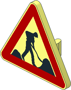 Roadsign Clip-on  2.2 x  2.667 Triangular with Road Works Pattern
