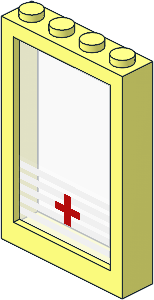 Window  1 x  4 x  5 with Fixed Glass with Five White Stripes and Red Cross Sticker (Complete)