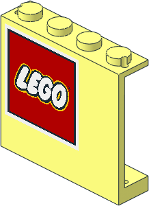 Panel  1 x  4 x  3 with Lego Logo with White Border Upper Left Sticker