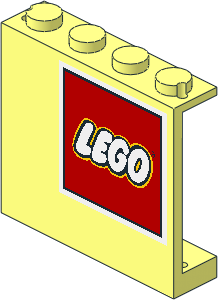 Panel  1 x  4 x  3 with Lego Logo with White Border Upper Right Sticker