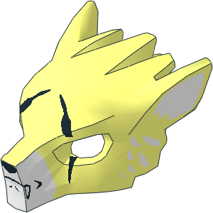 Minifig Mask Wolf with Fangs, Scars and White Ears Pattern