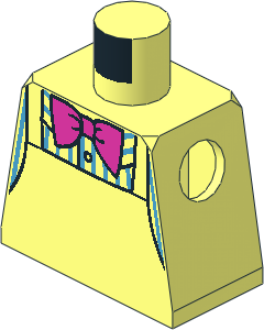 Minifig Torso with Blue Pinstriped Shirt, Apron and Pink Bowtie Pattern