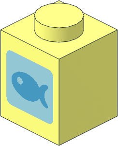 Brick  1 x  1 with Dark Azure Fish on Light Blue Square Pattern