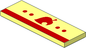 Tile  2 x  6 with Red Leaf with Cutout, Circles, and Stripe Pattern