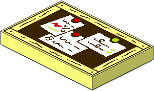 Tile  2 x  3 with Dark Brown Bulletin Board with Wood Frame and White Notes Pattern