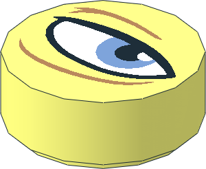 Tile  1 x  1 Round with Squinting Eye with Medium Blue Iris and Medium Nougat Wrinkles Right Pattern