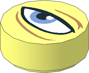 Tile  1 x  1 Round with Squinting Eye with Medium Blue Iris and Medium Nougat Wrinkles Left Pattern