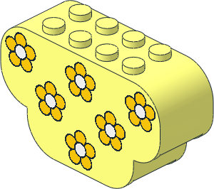 Brick  2 x  6 x  3 with Curved Ends with Yellow Flowers with White Centers Pattern