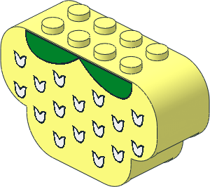 Brick  2 x  6 x  3 with Curved Ends with White Flecks and Green Leaves Pattern