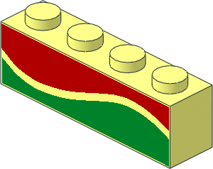Brick  1 x  4 with Red and Green Wave Line (Octan) Pattern