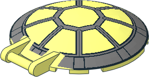 Dish  6 x  6 Inverted - No Studs with Handle with SW 8 Spoke Silver and Black Frame TIE Interceptor Cockpit Pattern