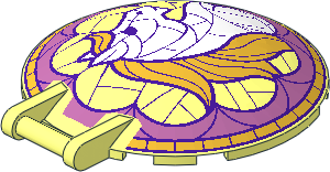 Dish  6 x  6 Inverted - No Studs with Handle White Horse with Metallic Gold Mane and Metallic Pink Border Pattern