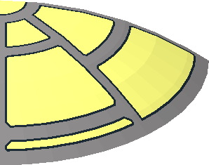 ~Dish  6 x  6 Inverted - No Studs with Handle with SW 8 Spoke Death Star Window Pattern