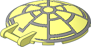 Dish  6 x  6 Inverted - No Studs with Handle with SW 8 Spoke Death Star Window Pattern