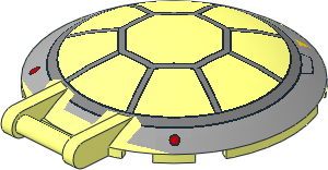 Dish  6 x  6 Inverted - No Studs with Handle with SW 8 Spoke Radial Cockpit with Yellow Triangles and Red Dots Pattern