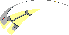 ~Dish  6 x  6 Inverted - No Studs with Handle with SW 8 Spoke Radial Cockpit with Yellow Triangles and Red Dots Pattern - Half