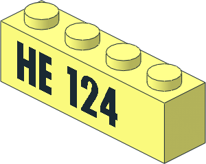 Brick  1 x  4 with "HE 124" Pattern