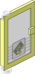 Door  1 x  4 x  5 Left with Trans Clear Glass with Five White Stripes and Town Bank Logo Sticker