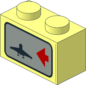Brick  1 x  2 with Town Airport Direction Signs on Light Grey Background Left Sticker