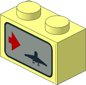 Brick  1 x  2 with Town Airport Direction Signs on Light Grey Background Right Sticker