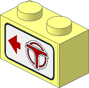 Brick  1 x  2 with Monorail Station Direction Signs Left Sticker