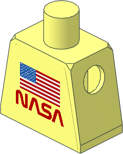 Minifig Torso with United States Flag and NASA Worm Logo Sticker