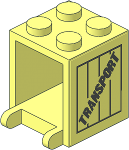 Container Box  2 x  2 x  2 Solid Studs with "TRANSPORT" Stickers on Both Sides