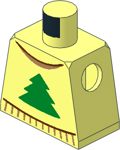 Minifig Torso with Sweater with Green Pine Tree and Reddish Brown / Medium Nougat Collar Pattern