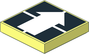 Tile  2 x  2 with Arrow White over White Line on Black Sticker