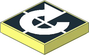 Tile  2 x  2 with Arrow White Curved Clockwise on Black Sticker