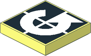 Tile  2 x  2 with Arrow White Curved Counterclockwise on Black Sticker