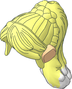 Figure Elves Hair Long Tapered in Back with Braids, White Tips, Bangs and Light Nougat Elves Ears Pattern