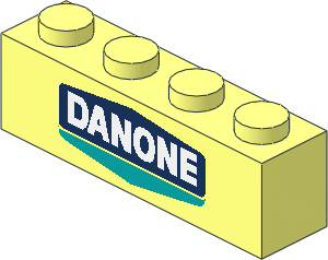 Brick  1 x  4 with "DANONE" Logo Pattern