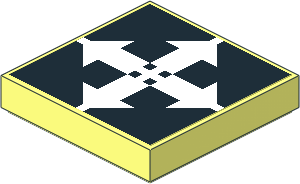 Tile  2 x  2 with Four White Arrows Pointing Outwards on Black Sticker