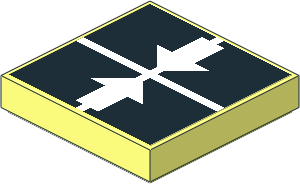 Tile  2 x  2 with Two White Arrows Pointing Inwards on Black Sticker