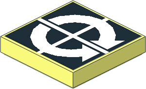 Tile  2 x  2 with Two White Curved Arrows Inwards on Black Sticker