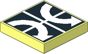 Tile  2 x  2 with Two White Curved Arrows Outwards on Black Sticker