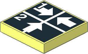 Tile  2 x  2 with White Arrows Right, Left and Up, Numbers One and Two on Black Sticker