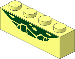 Brick  1 x  4 with Dark Green Reptile Scale Pattern