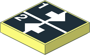 Tile  2 x  2 with White Arrows Right and Left, Numbers One and Two on Black Sticker