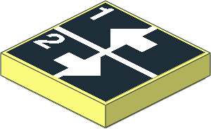 Tile  2 x  2 with White Arrows Left and Right, Numbers One and Two on Black Sticker