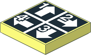 Tile  2 x  2 with White Arrows Up, Right, Down and Left, Numbers One to Four on Black Sticker