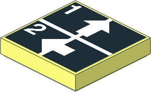 Tile  2 x  2 with White Arrows Up and Left, Numbers One and Two on Black Sticker