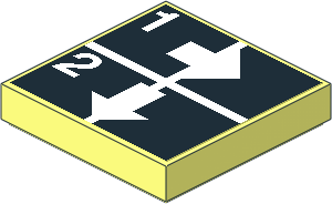 Tile  2 x  2 with White Arrows Right and Down, Numbers One and Two on Black Sticker