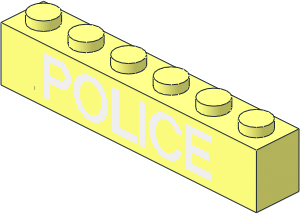 Brick  1 x  6 with White "POLICE" Sticker