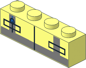 Brick  1 x  4 with Metallic Silver Crossed Stripes, Black Pockets and Blue Pen Pattern