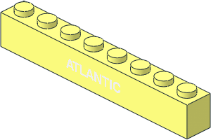 Brick  1 x  8 with White "ATLANTIC" Sticker