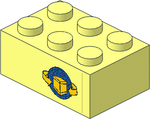 Brick  2 x  3 with Blue Globe, Yellow Box and Curved Arrows Stickers on Both Sides