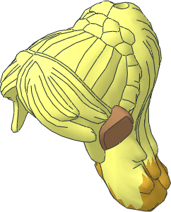 Figure Elves Hair Long Tapered in Back with Braids and Gold Highlight at Ends and Medium Nougat Elves Ears Pattern